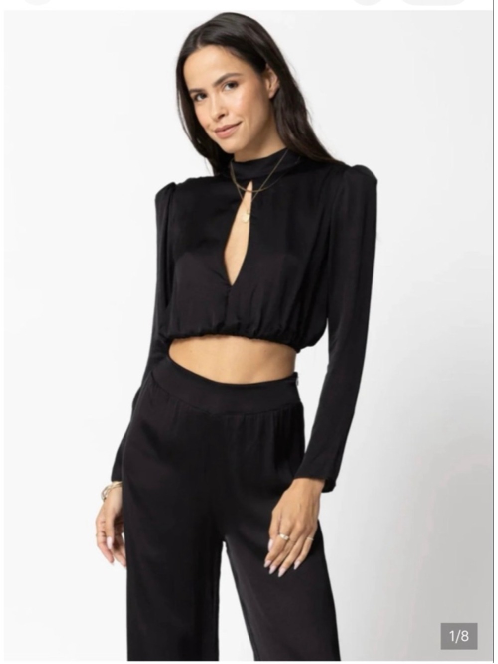 Women's Stillwater Black Mock Neck Crop Top S